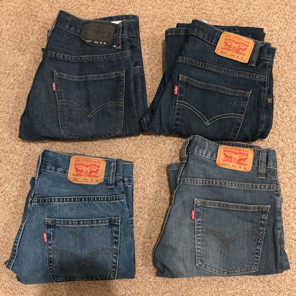 Lot of 4 Men’s Levi’s 511 Slim Fit 28x28 BlueJeans